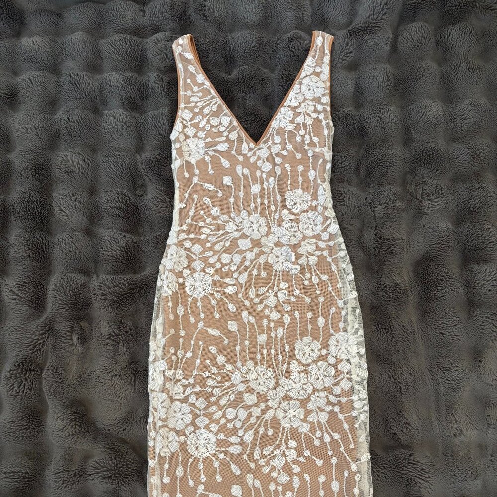 Embroidered Mesh Overlay Tank Dress